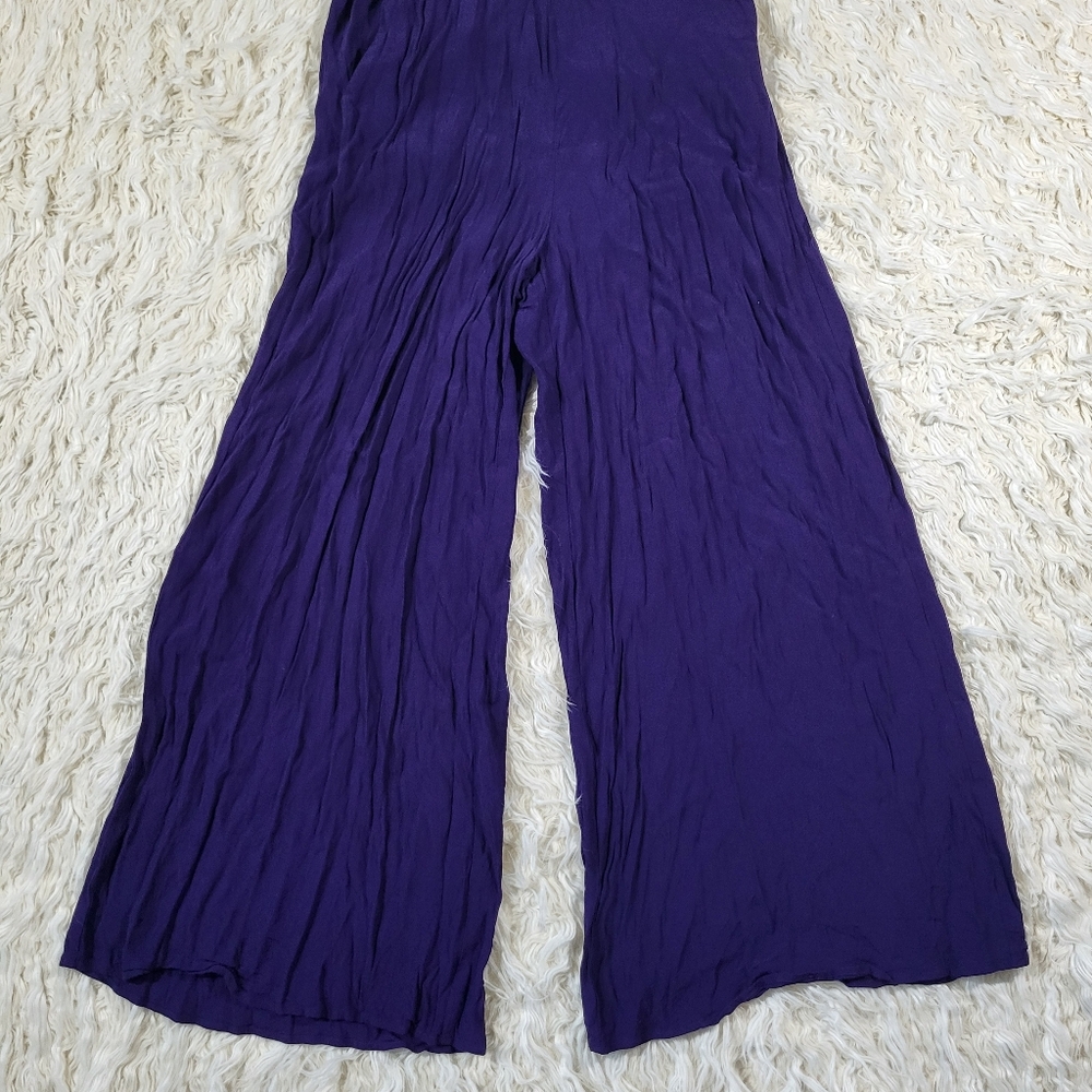 Maeve By Anthropologie Souxanne Womens Jumpsuit Apron Overalls Wide Leg 4 Purple - Picture 4 of 12